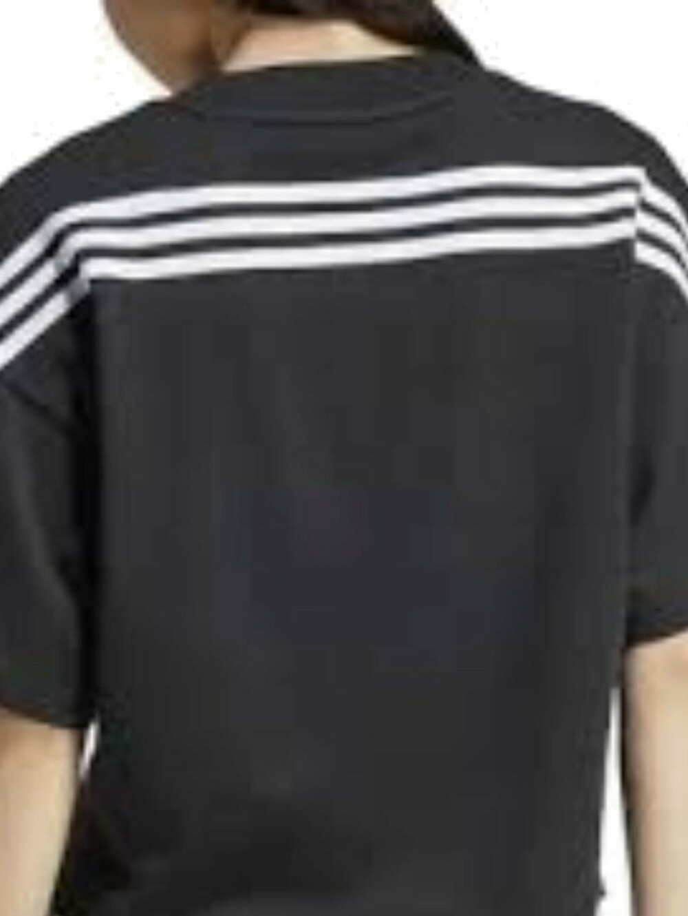 Adidas T-shirt with 3 stripes Crew Future Icons Black / White Size Medium Crop